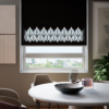 Lazer kesim mat stor perde M-181008 siyah desenli model
