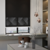 Lazer kesim mat stor perde M-3008 siyah desenli model